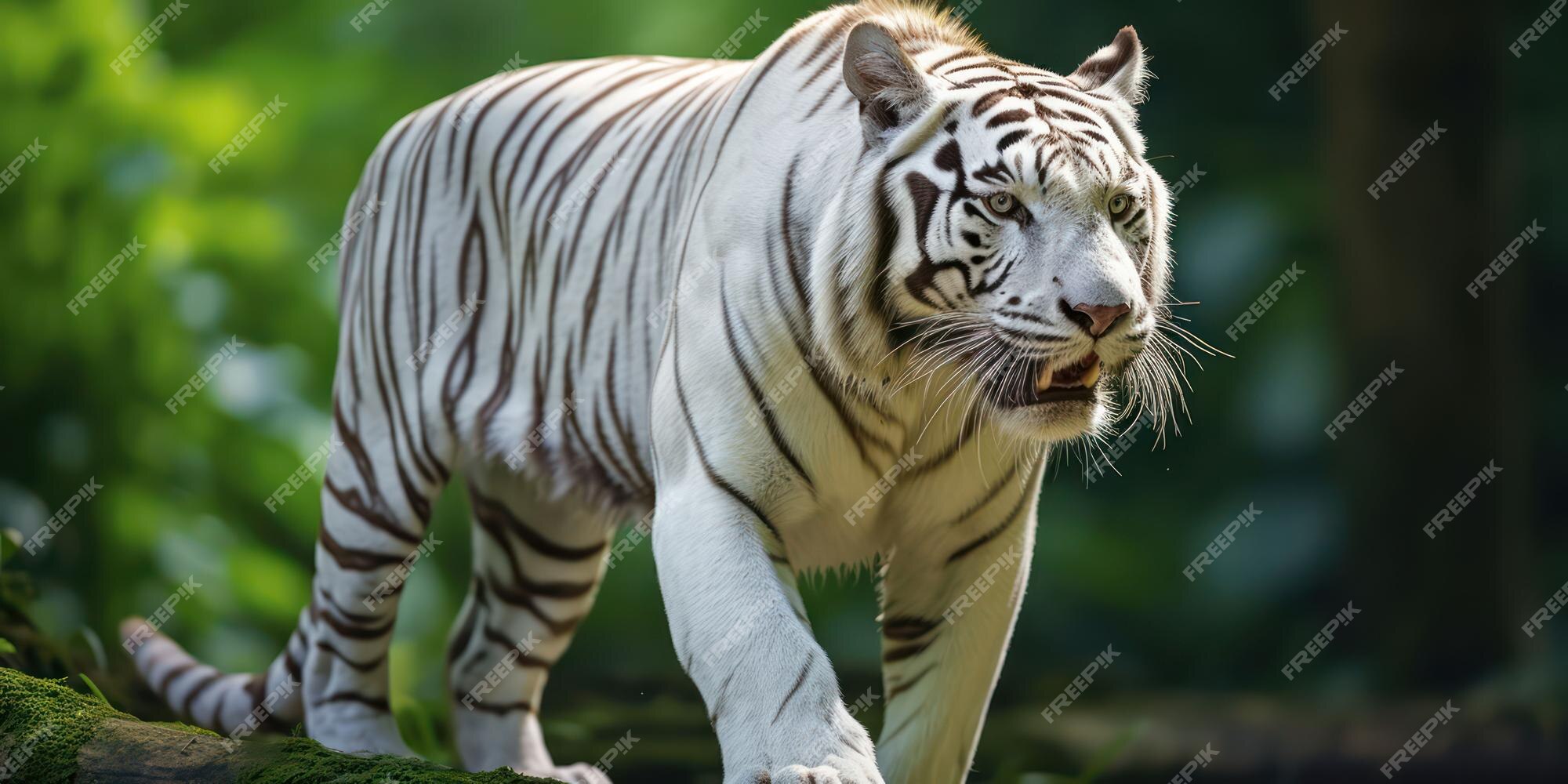 Tigre Branco Na Floresta. Cena Da Vida Selvagem. 3d Rendering. Imagem e  Fotografia Gratuitas 200023970.