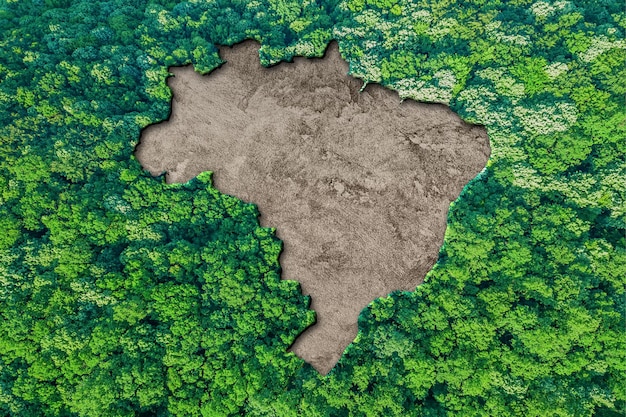 Hábitat sostenible Mapa de Brasil, concepto de medio ambiente