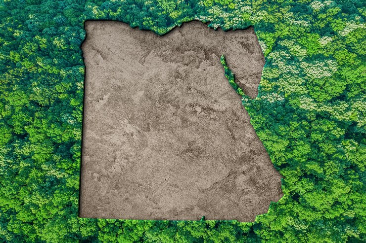Foto hábitat sostenible mapa de egipto, concepto de medio ambiente