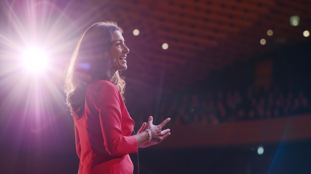 Habla una mujer de negocios.