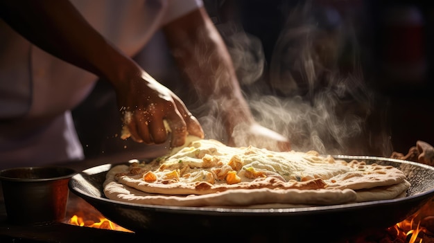 Hacer la cocina de la comida india chapati