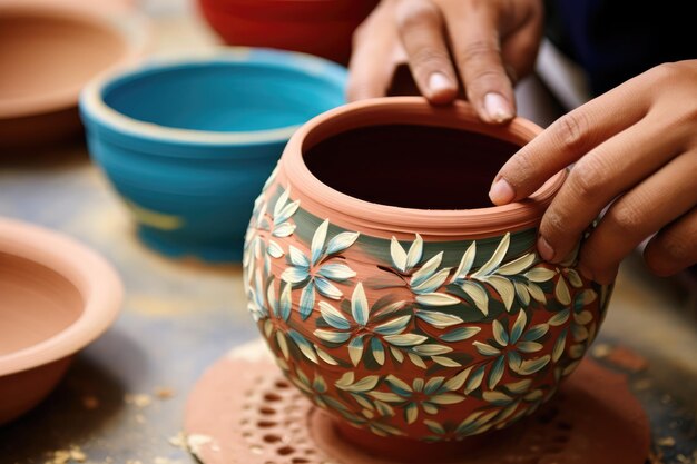 Hacer una olla de arcilla con diseños pintados a mano ultra-realistas