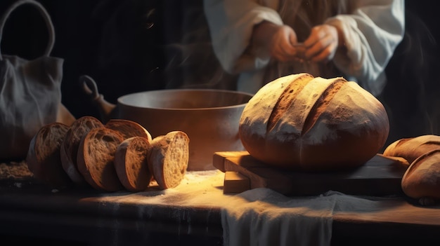 Foto hacer pan en una panadería