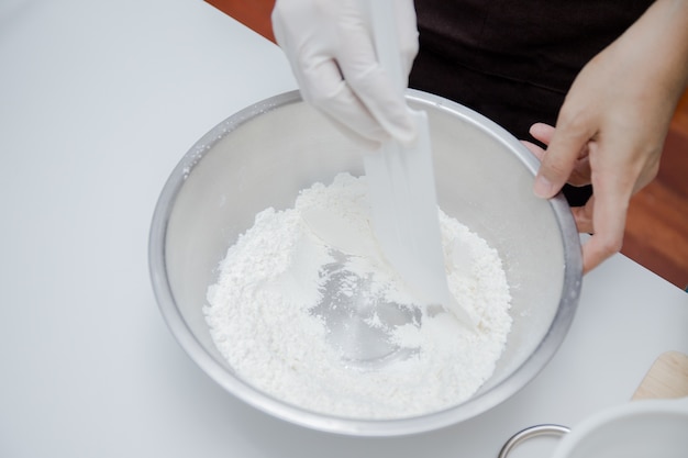 hacer pastel de polvo