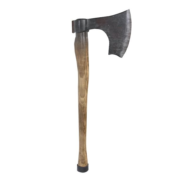 Hacha de madera aislada sobre fondo blanco