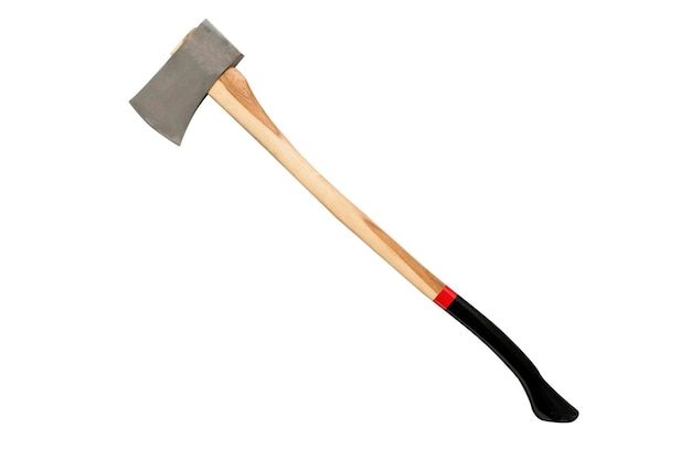 un hacha con un mango de madera que sayshammeron es