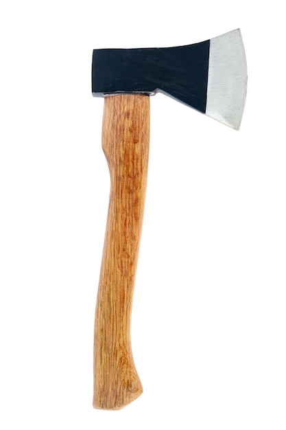 Hacha de mano aislada en blanco