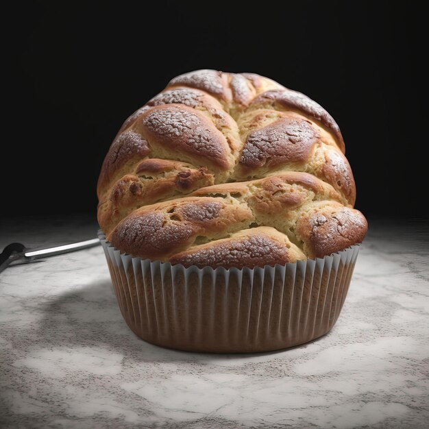 Foto se está haciendo una hogaza de pan sobre una mesa.