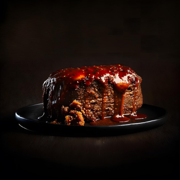 Hackbraten auf schwarzem Hintergrund Food-Fotografie