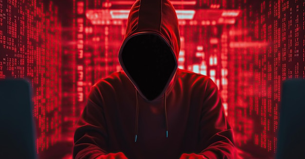 Hacker anônimo Conceito de ataque cibernético de cibercrime na dark web