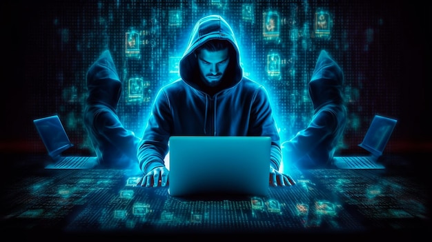 Hacker arbeitet am Laptop