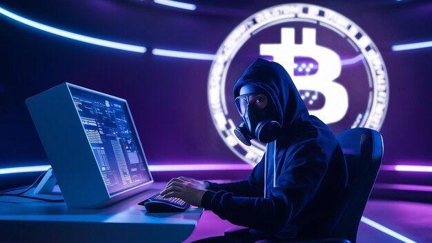 Foto hacker y bitcoin