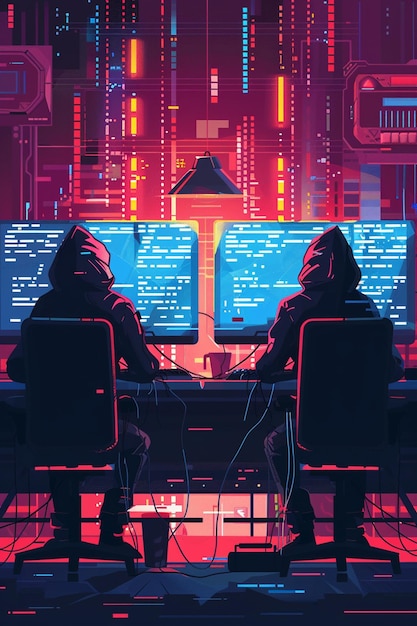 Foto hacker con capucha robando datos de la computadora concepto de ataque cibernético