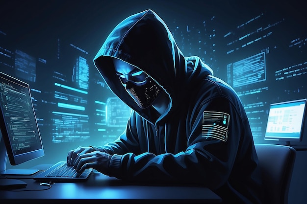 Hacker-Codierung in der Nacht Konzept der Cybersicherheit