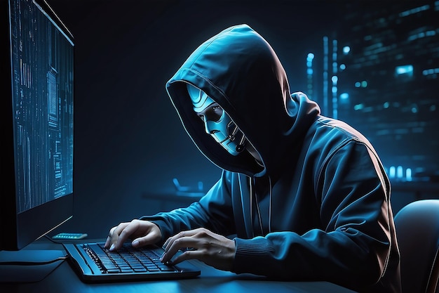 Hacker-Codierung in der Nacht Konzept der Cybersicherheit