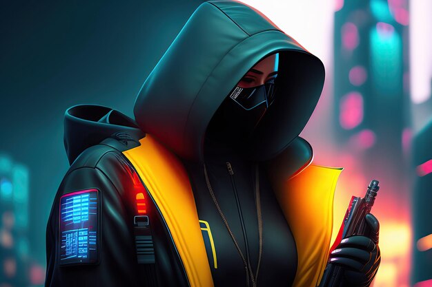 Hacker em estilo cyberpunk Arte digital