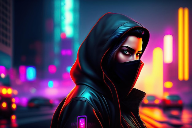 Hacker em estilo cyberpunk Arte digital