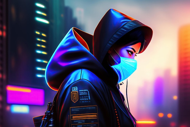 Hacker en el estilo cyberpunk Arte digital