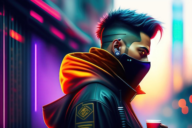 Hacker im Cyberpunk-Stil Digitale Kunst