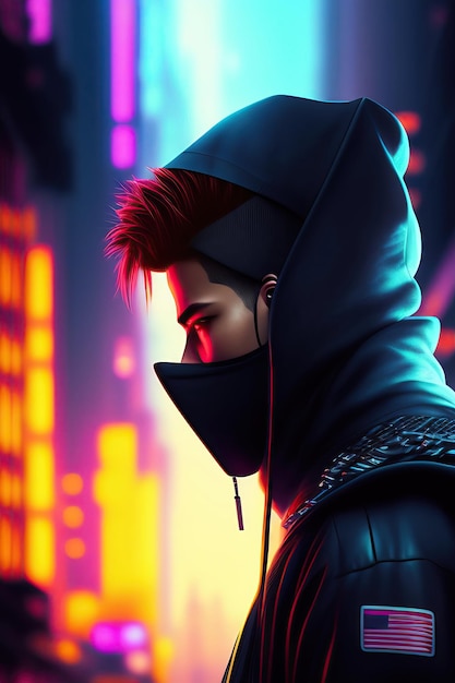 Hacker im Cyberpunk-Stil Digitale Kunst