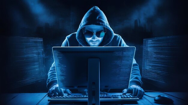 Hacker im dunklen Hintergrundkonzept