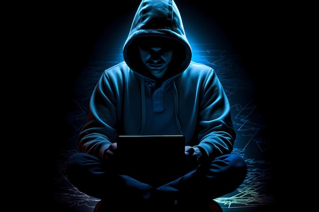 Hacker in der Kapuze Silhouette im Dunkeln