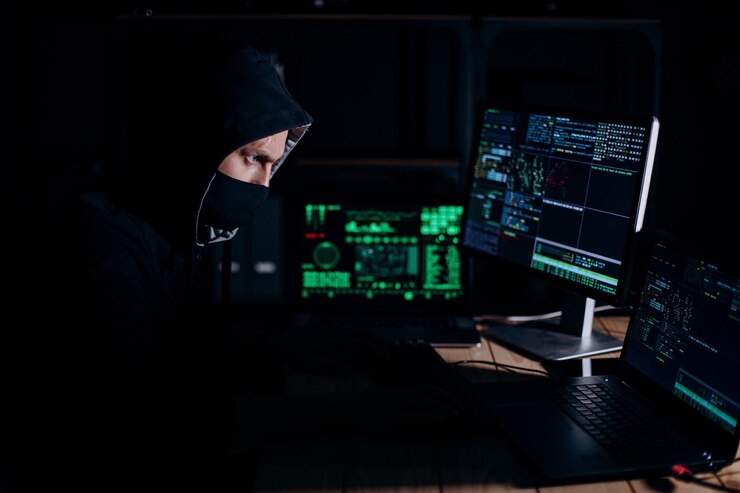 Hacker informático propagando virus