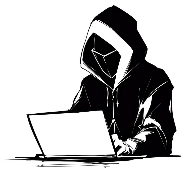 Foto hacker de png con una caricatura de computadora con una sudadera de portátil