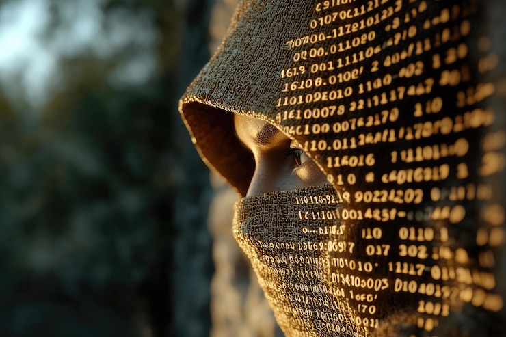 Foto hacker de sombras digitales rompiendo código binario incógnito en sudadera con capucha navegando experto en las profundidades del ciberespacio para exponer vulnerabilidades revelan verdades ocultas dentro del complejo mundo de la tecnología