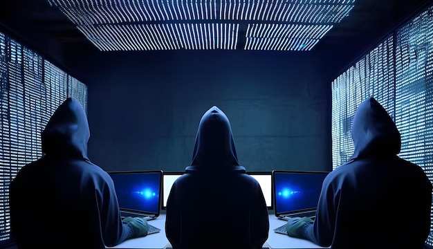 Hackers sem rosto Conceito de organização ou associação de grupo de hackers