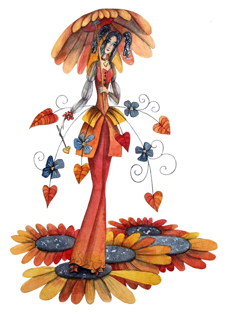 Foto hada de las flores de otoño ilustración acuarela dibujada a mano