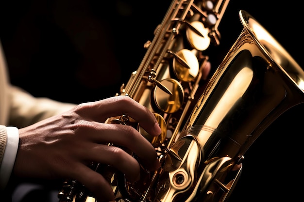 Hände, die Saxophonmusik spielen, generieren Ai