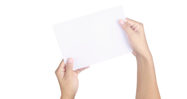 Hände halten Papier leer für ein Briefpapier