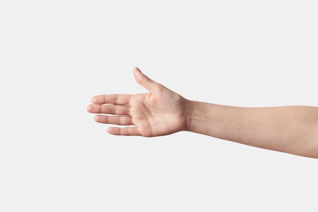 Händedruck, der die weibliche Hand erreicht