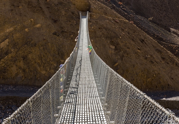 Hängebrücke Himalaya Nepal.