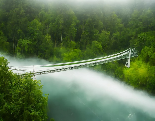 Hängebrücke im grünen Wald Naturlandschaft