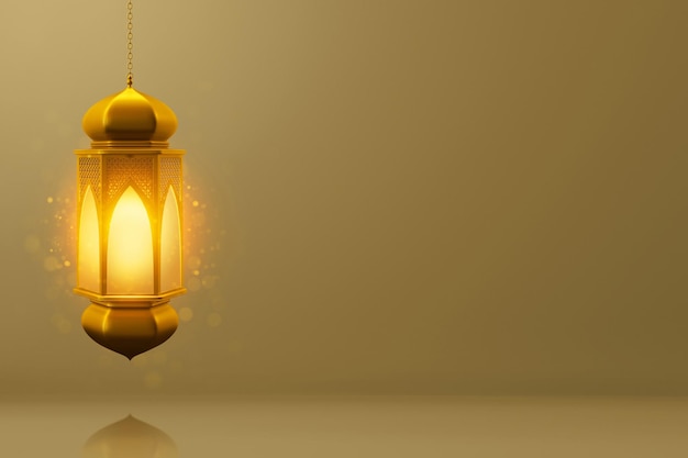 Hängende goldene arabische Laterne auf 3D-Illustration