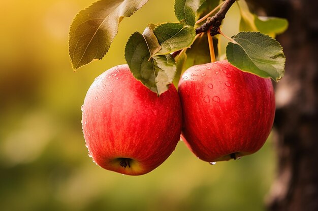 Hängende reife rote Äpfel