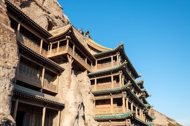 Hängender Tempel in den Yungang-Grotten in Datong Shanxi China