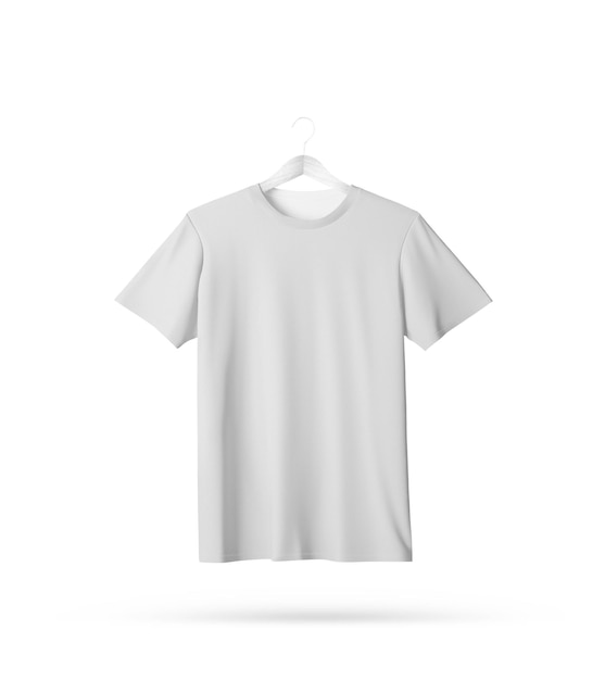 Hängendes weißes T-Shirt auf weißem Hintergrund