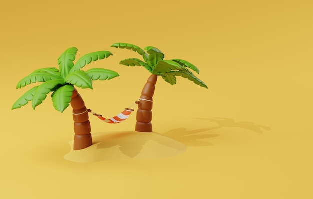 Hängeschleife-Paradies für Entspannung und Freizeit 3D-Rendering