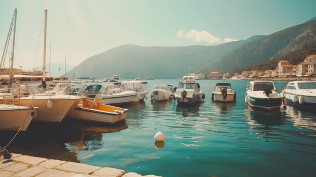 Hafen und Boote am sonnigen Tag Illustration AI GenerativexA