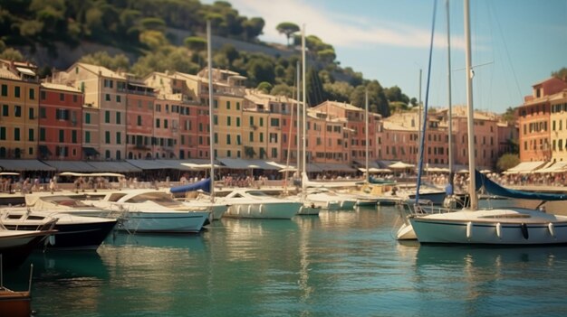 Hafen von Portofino im Sommer Genua Italien 8k UHD Generative Ai