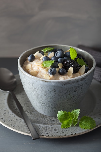 Haferbrei mit Blaubeeren in der Schüssel