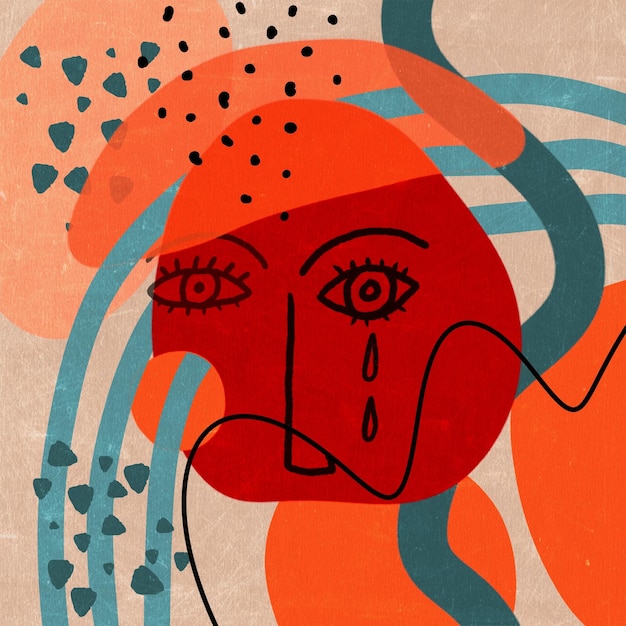 Haga arte emocional con elementos rojos y azules para expresar la creatividad y evocar sentimientos