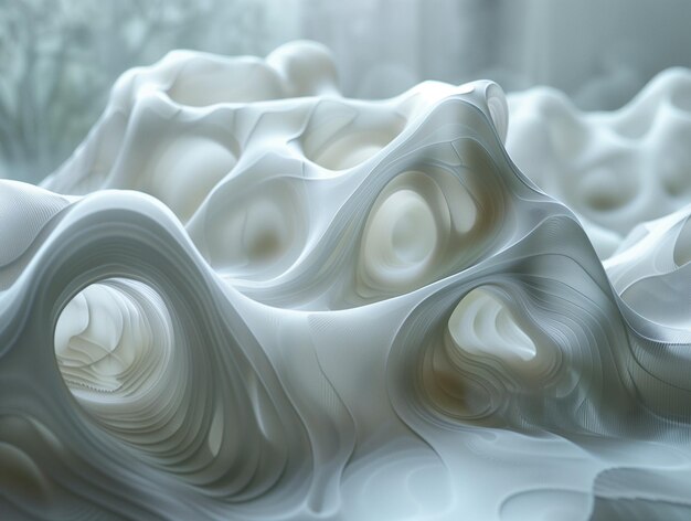 Haga un fondo abstracto en 3D con un patrón ondulado de mármol blanco
