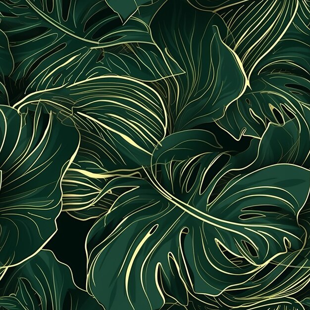 Haga que la planta de filodendro se organice con una limpieza brillante con plantas de monstera Patrón sin costuras Generado por IA