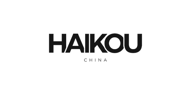 Haikou en el emblema de China El diseño presenta una ilustración vectorial de estilo geométrico con tipografía en negrita en una fuente moderna Las letras del eslogan gráfico