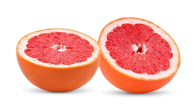 Halbe Grapefruit isoliert auf weißem Hintergrund