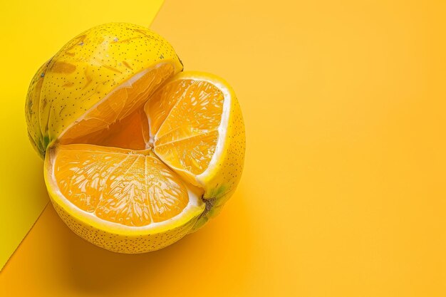Halbierte orangefarbene Farbe auf gelbem Hintergrund